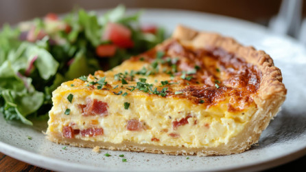 Recept na Quiche Lorraine: Smotanový koláčik so slaninou a syrom